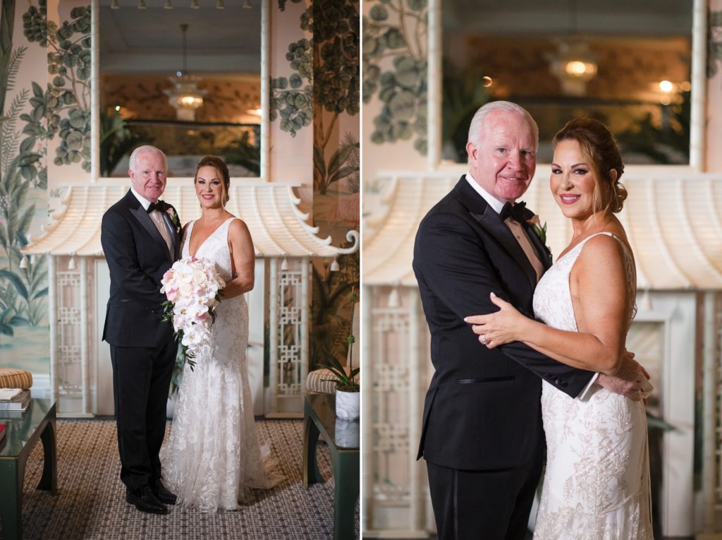 Indoor portraits for a wedding at the Colony Palm Beach